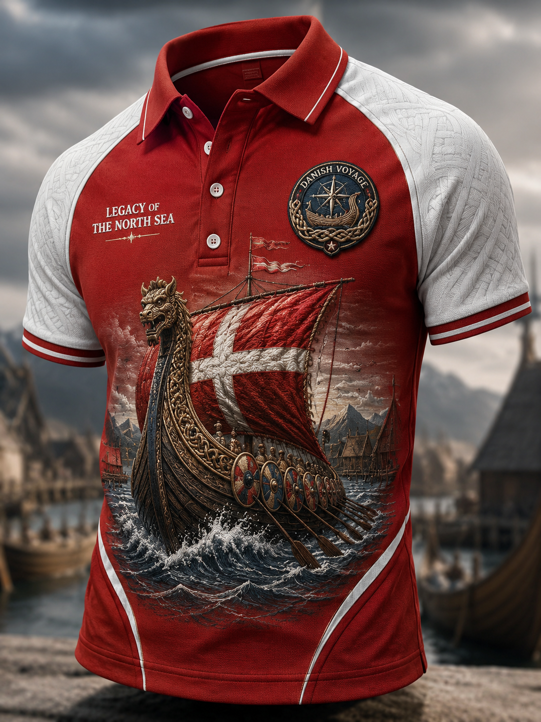 Mænds danske vikinger kunst Print Polo skjorte