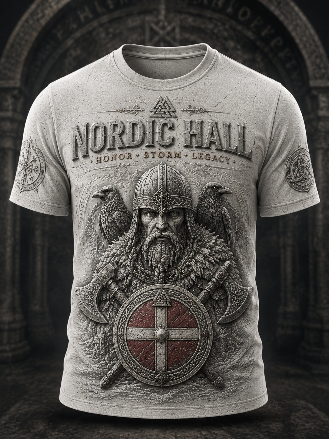 Mænds danske vikinger T-shirt med korte ærmer