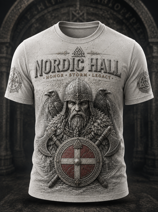 Mænds danske vikinger T-shirt med korte ærmer