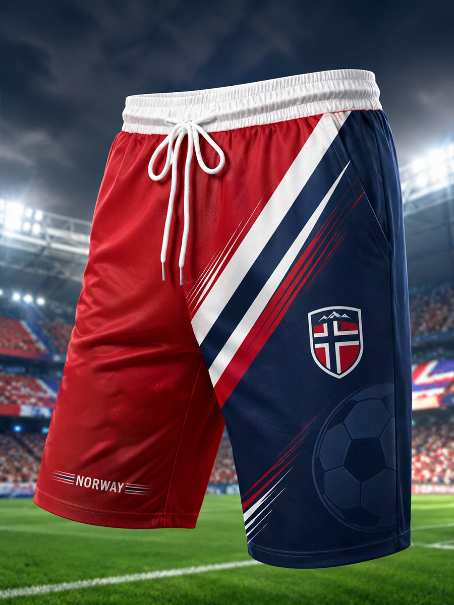 Printede shorts med fodboldmotiv til mænd