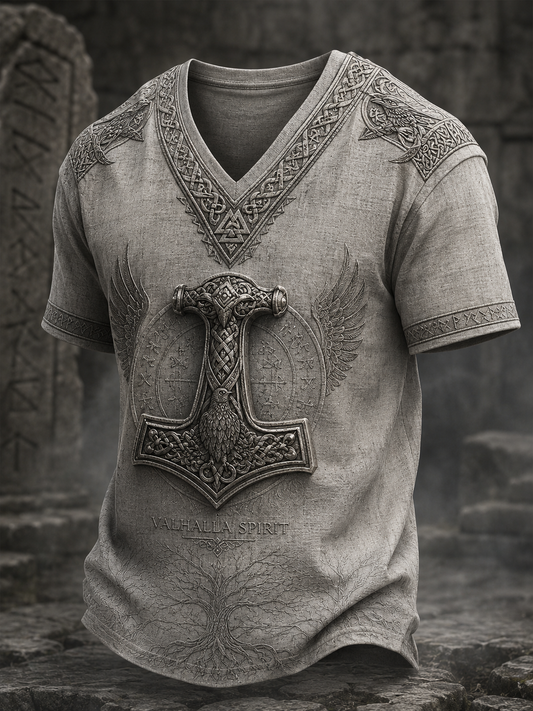Mænds vikinge V-hals T-shirt
