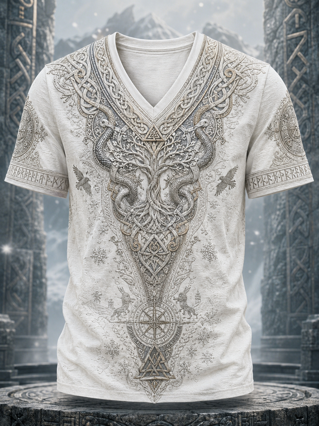 Herre viking V-hals t-shirt
