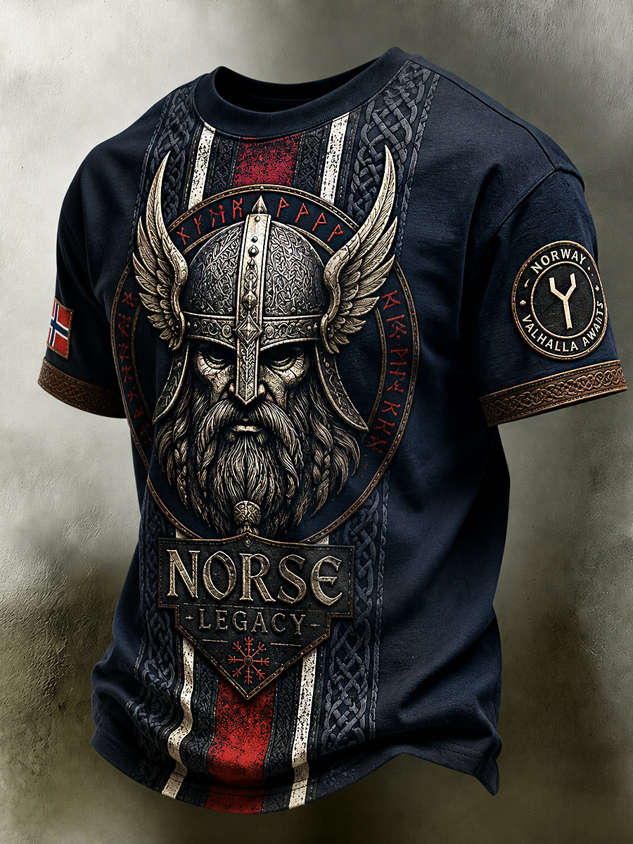 Menns Retro Nordisk stil norsk kunst utskrift i slags polo skjorte
