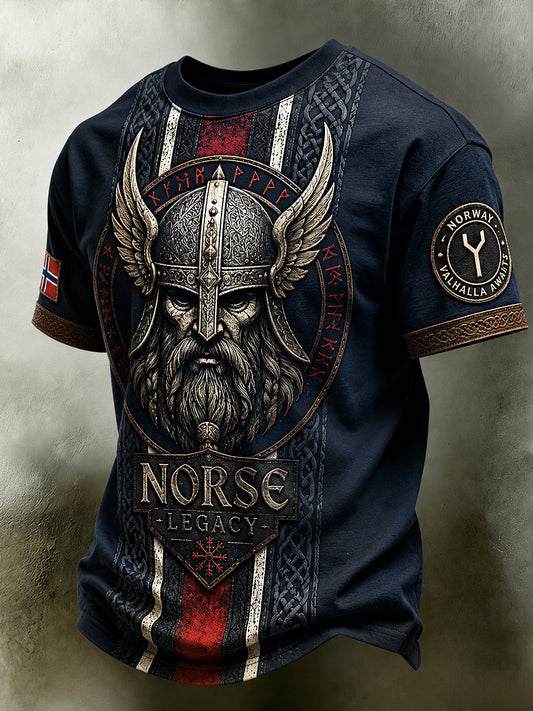 Menns Retro Nordisk stil norsk kunst utskrift i slags polo skjorte