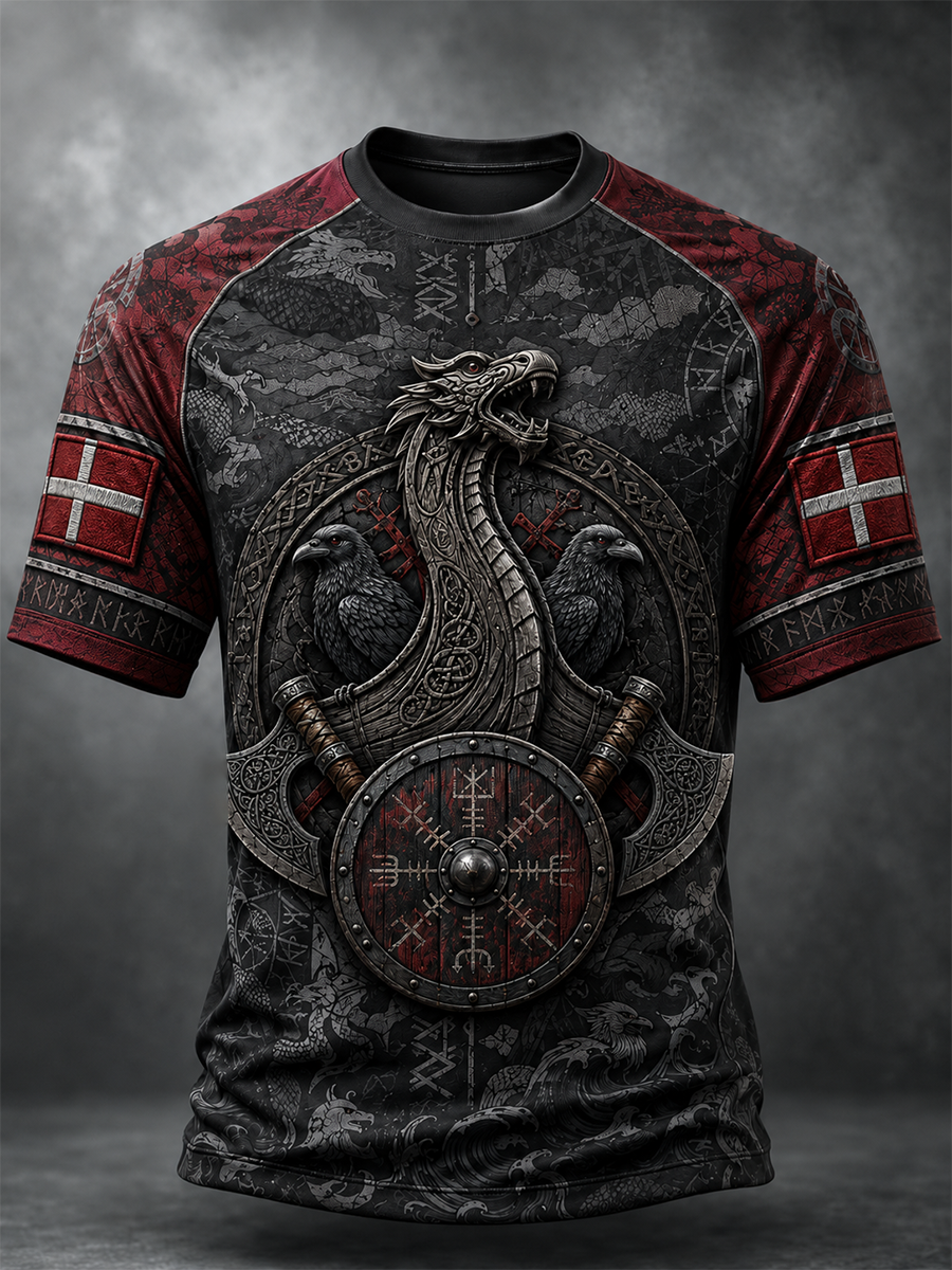 Mænds danske vikinger t-shirt med korte ærmer