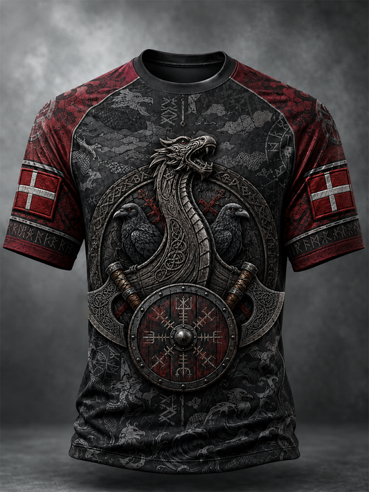 Mænds danske vikinger t-shirt med korte ærmer