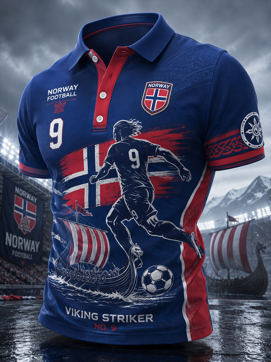 Kortærme Polo skjorte til herrer med viking og fotballtema