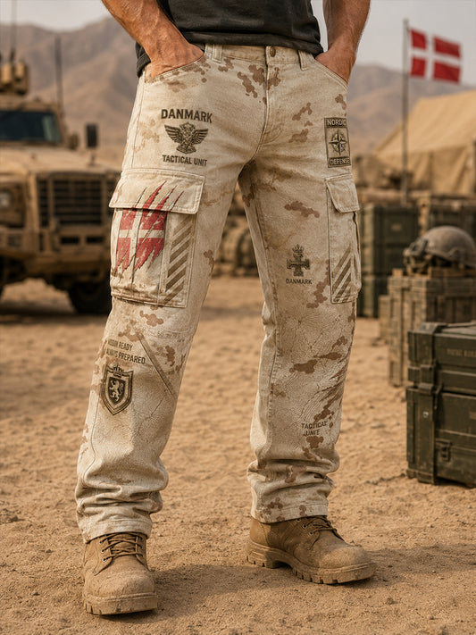 Mænds bekymrede camouflage Militær-stil Print Long Cargo Buks