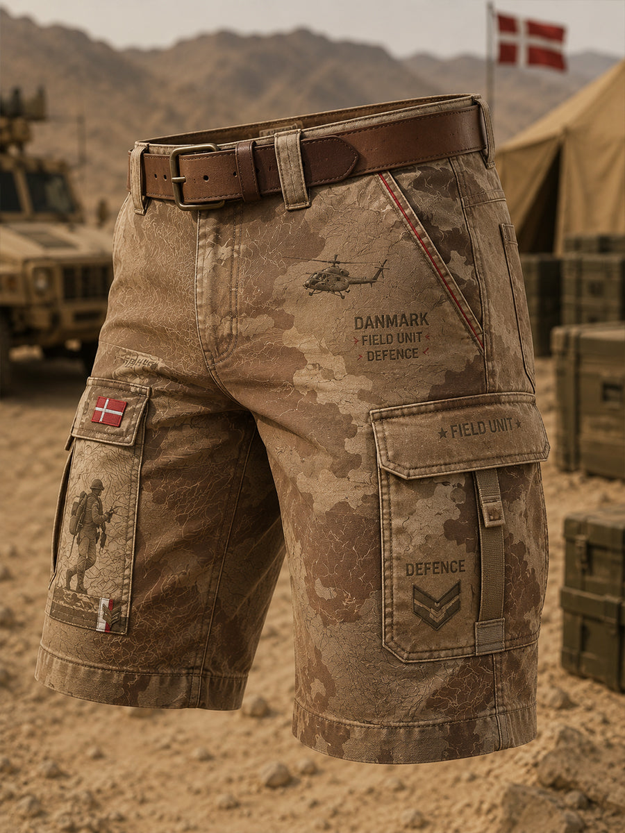 Mænds slidte camouflage militærmønstrede cropped lastbukser