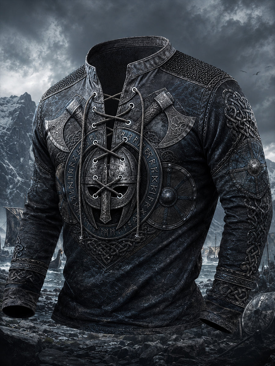 Mænds Retro Viking kunst udskrive Casual Toppe