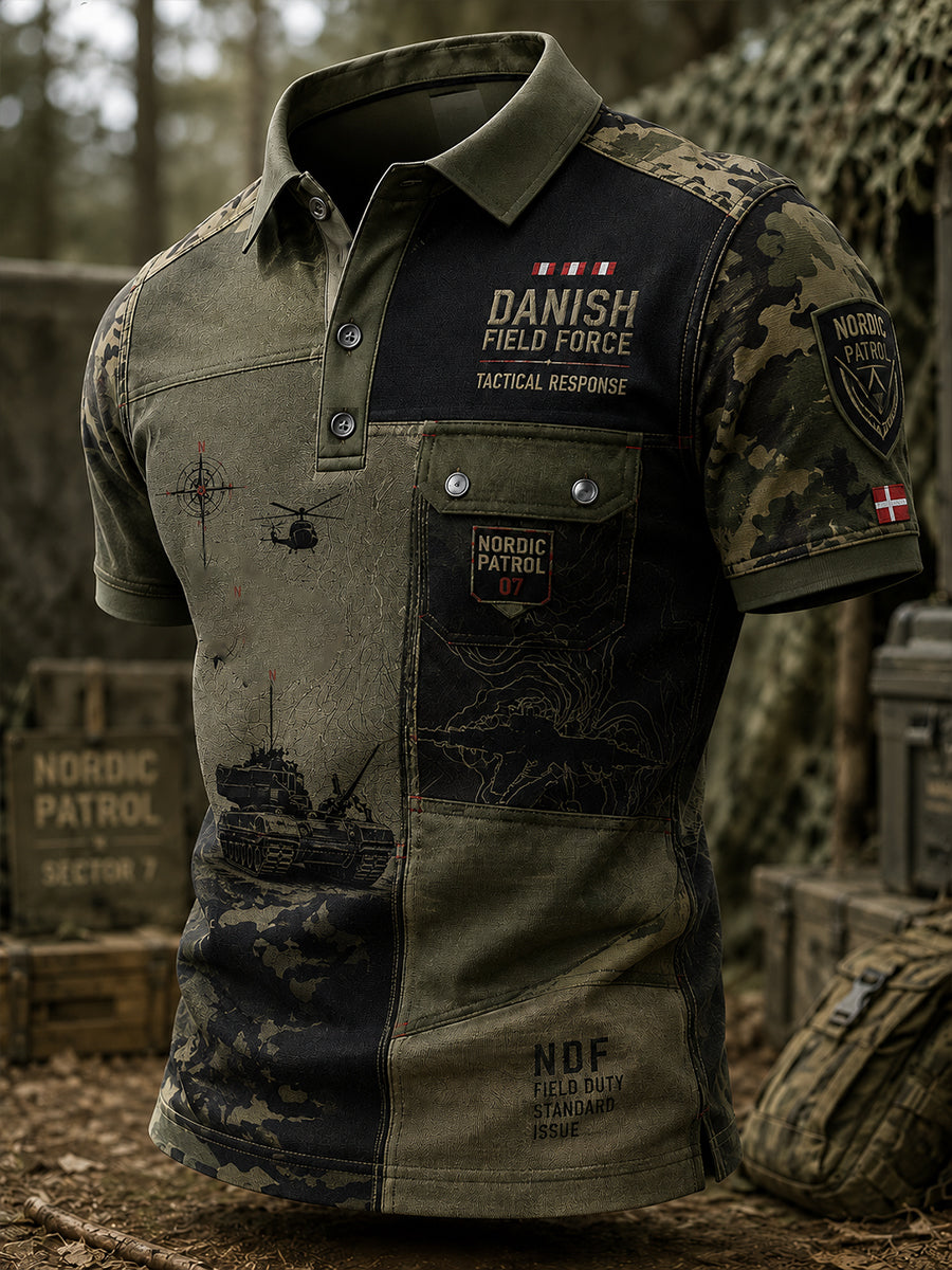 Mænds kortærme Polo skjorte med camouflage Militær-stil Print