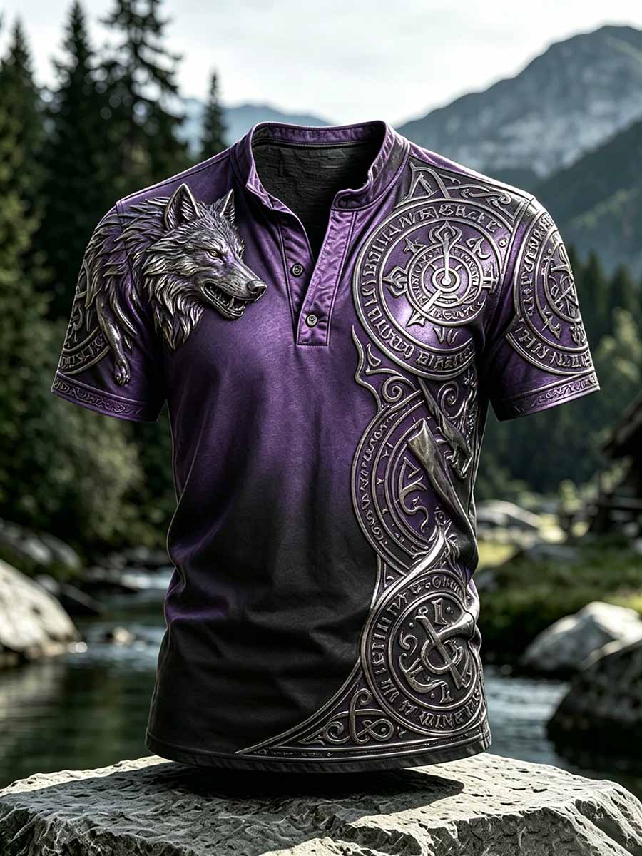 Menneskårlig viking keltisk knop ulv utskriver t-shirt