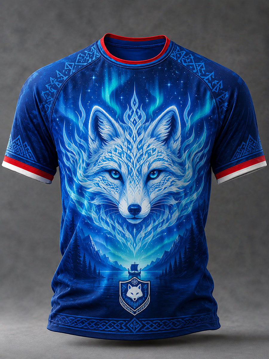 Retro norsk dyre-nordisk kunsttrykk avslappet t-skjorte