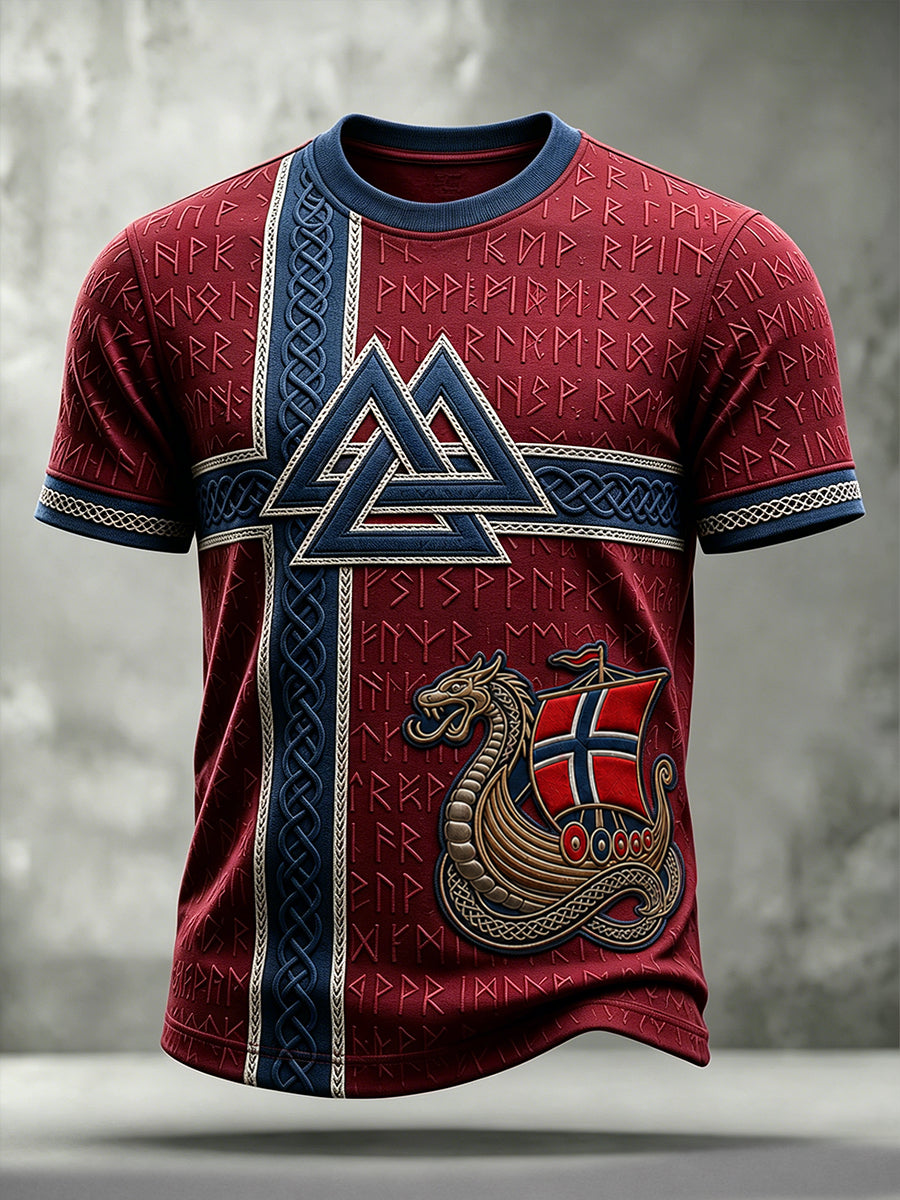 Viking valknut keltisk kunst Norge Flag Kortærme t-skjorte