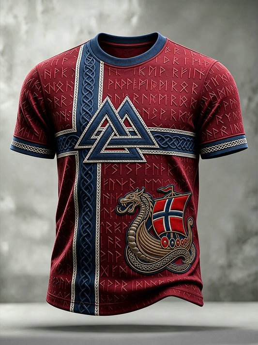 Viking valknut keltisk kunst Norge Flag Kortærme t-skjorte