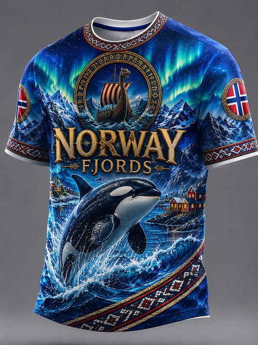 Retro norsk viking-, skandinavisk- og nordiskstil grafisk hverdags-T-skjorte