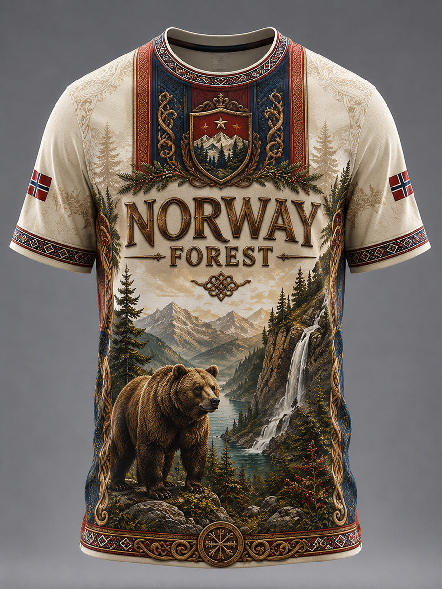 Retro norsk viking-, skandinavisk- og nordiskstil grafisk hverdags-T-skjorte