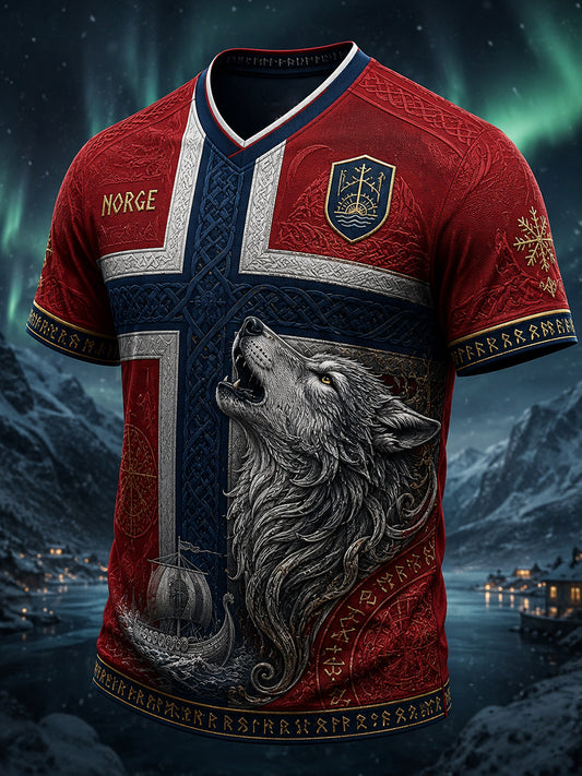 Retro norsk viking-, skandinavisk- og nordiskstil grafisk hverdags-T-skjorte