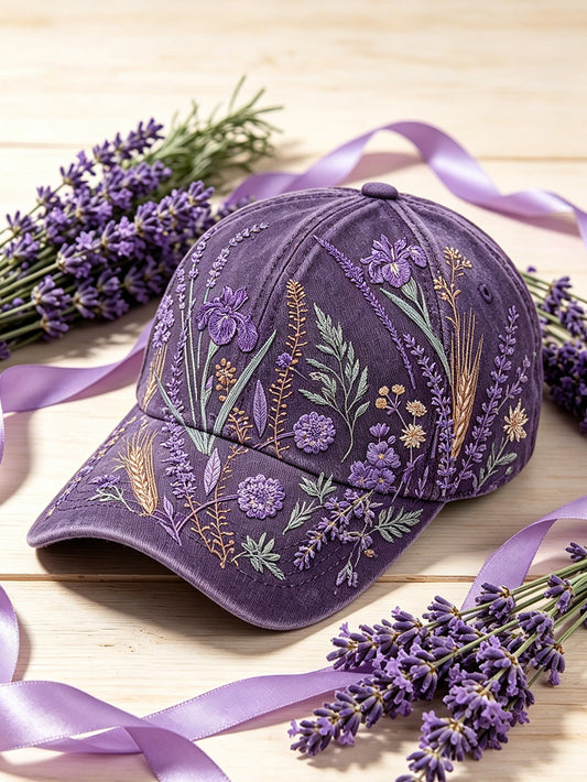 Kvinder lilla plante blomster mønster trykt unisex hat trykt
