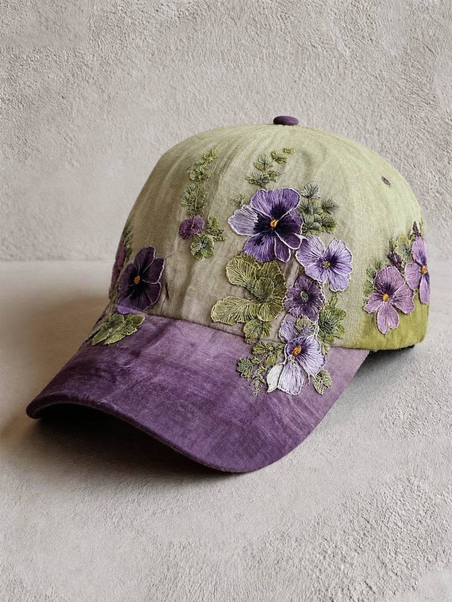 Unisex Alzheimers bevidsthed Support Purple Blomster kunst design Print Hat