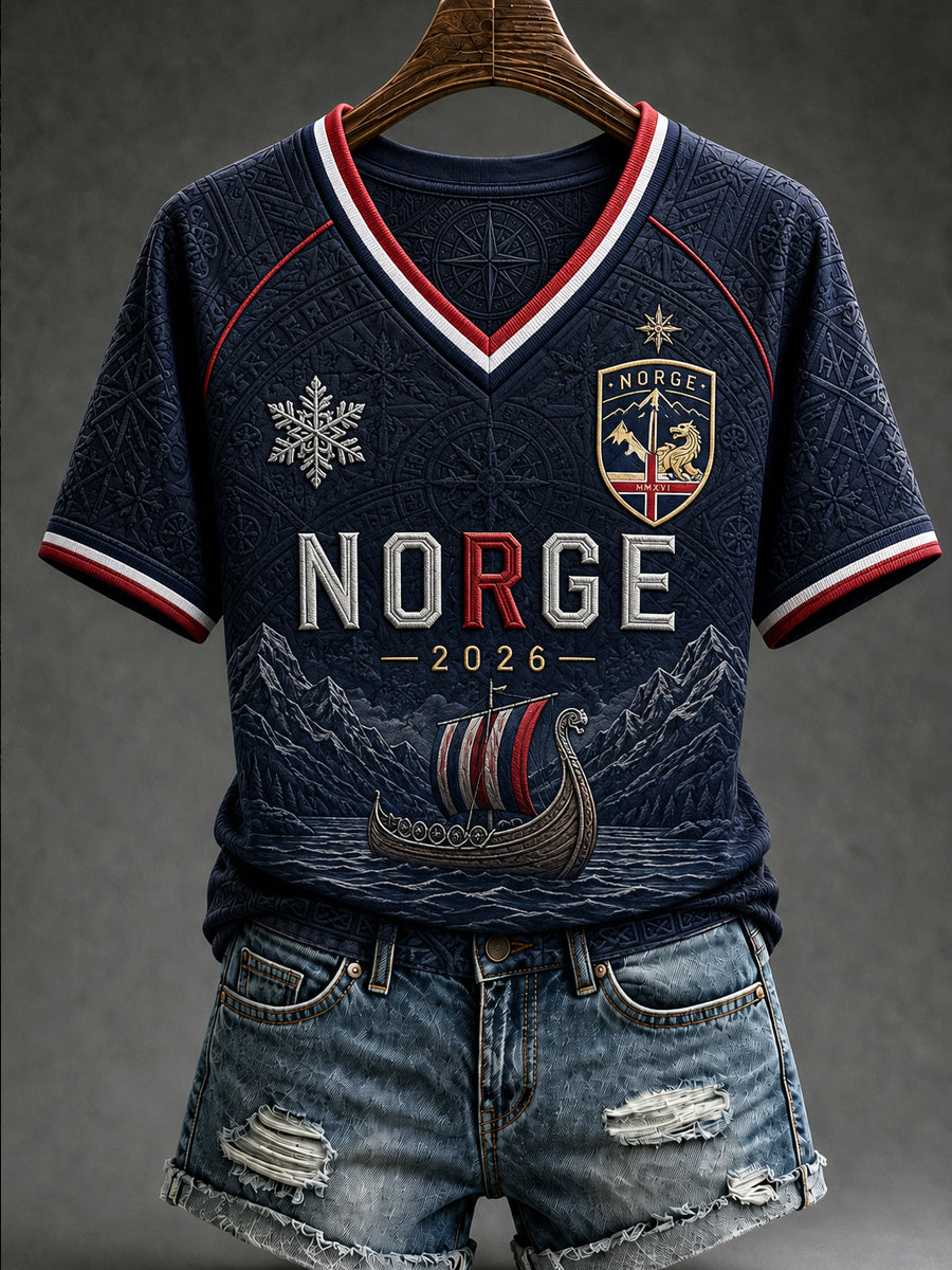 Kvinners retro «Norge Framover» hverdags-T-skjorte