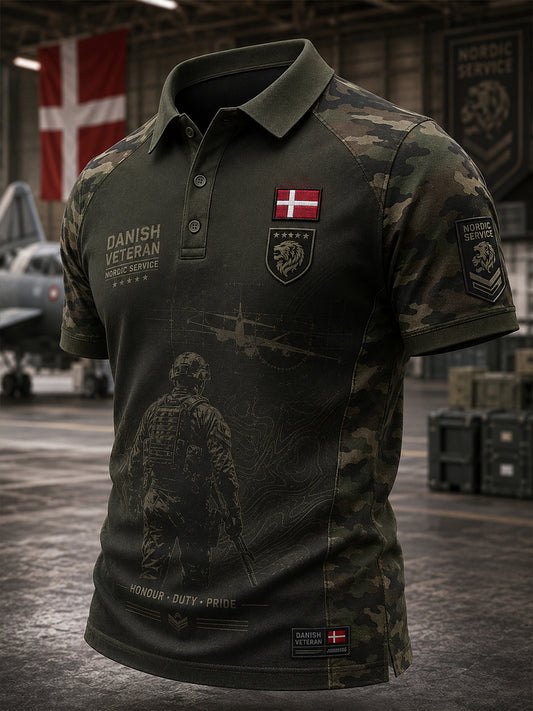 Mænds poloshirt med korte ærmer og militær camouflageprint