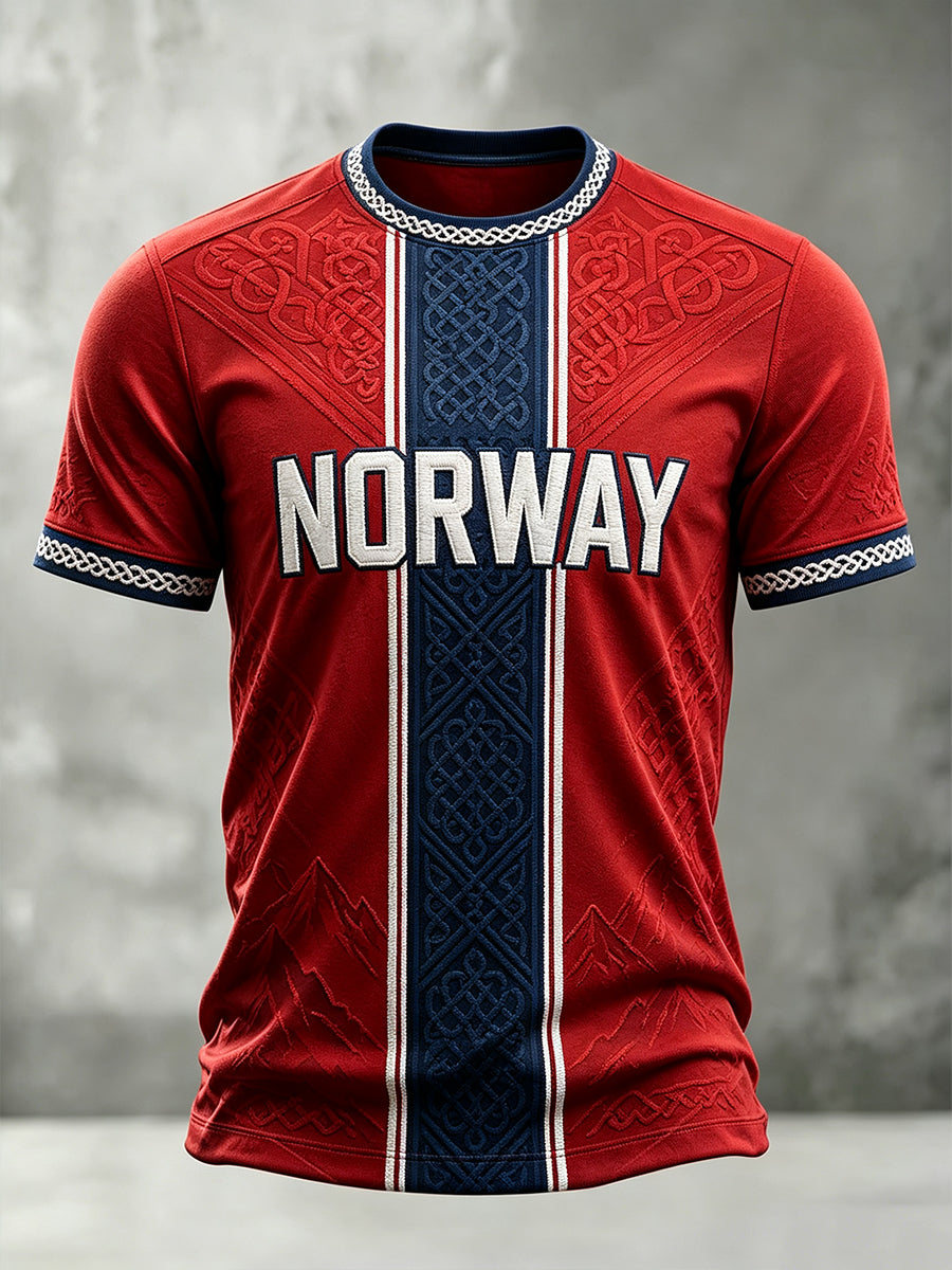 Menns Norge Viking Inspirert mønster Celtic Print Kortærme T-skjorte