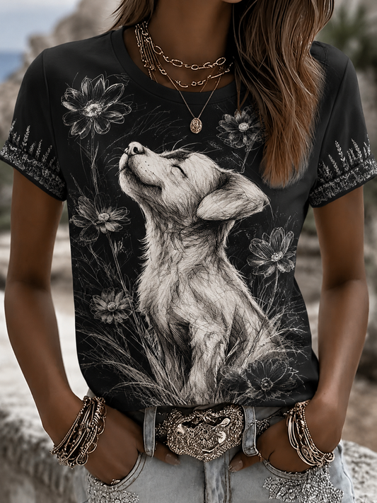 Damens Golden Retriever Kortærmet T-shirte