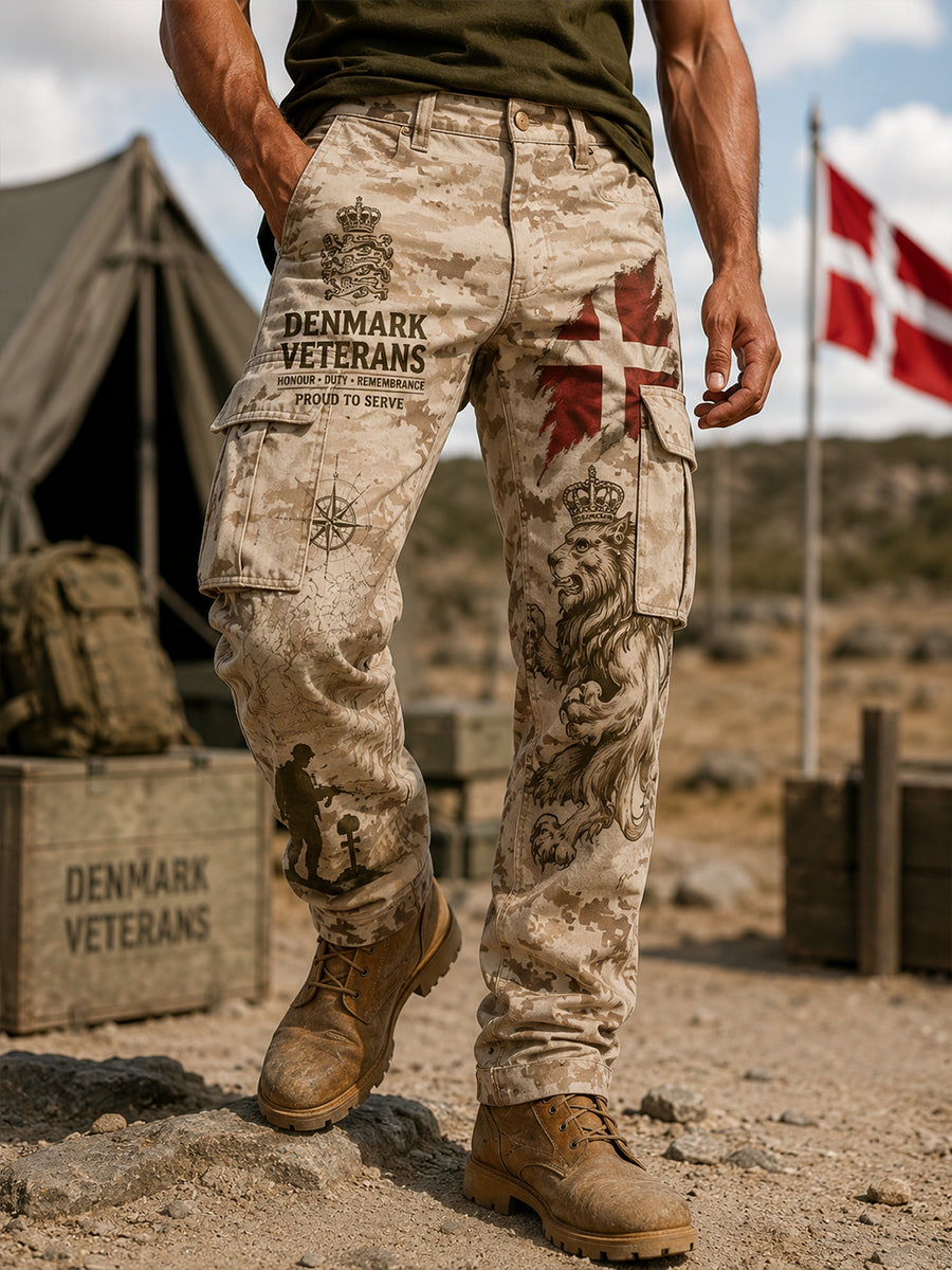 Mænds lange lastbukser med militær camouflage Print