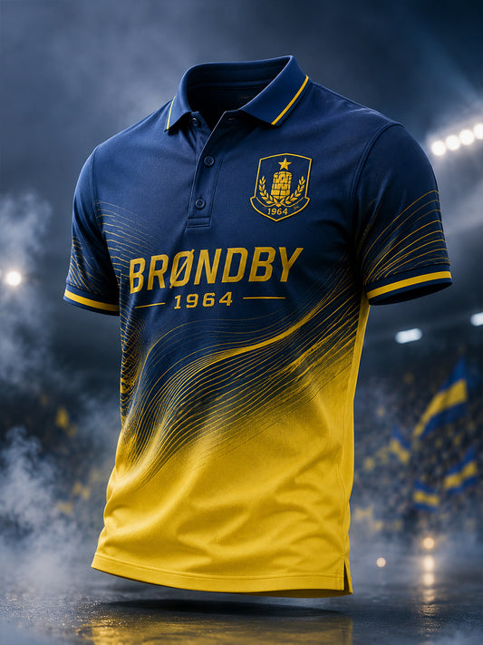 Mænds kortærme Polo skjorte med fodbold inspireret print