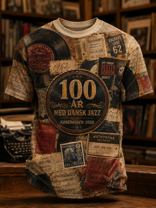 Mænds 100 års jubilæum af danske jazz korte ærmer T-shirt