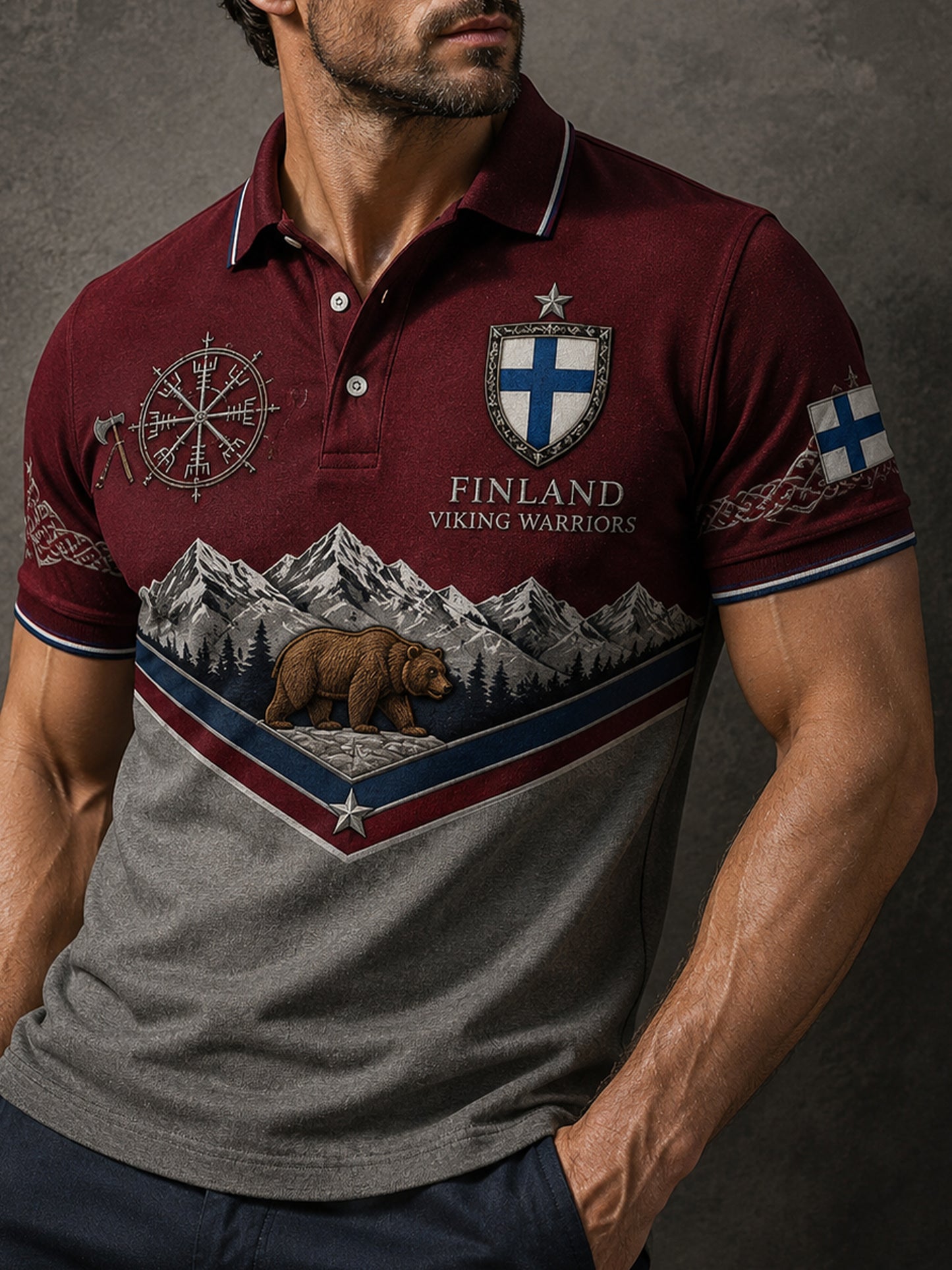 Menns finske vikingens patriotiske kulturelement kunst Skriv ut Polos