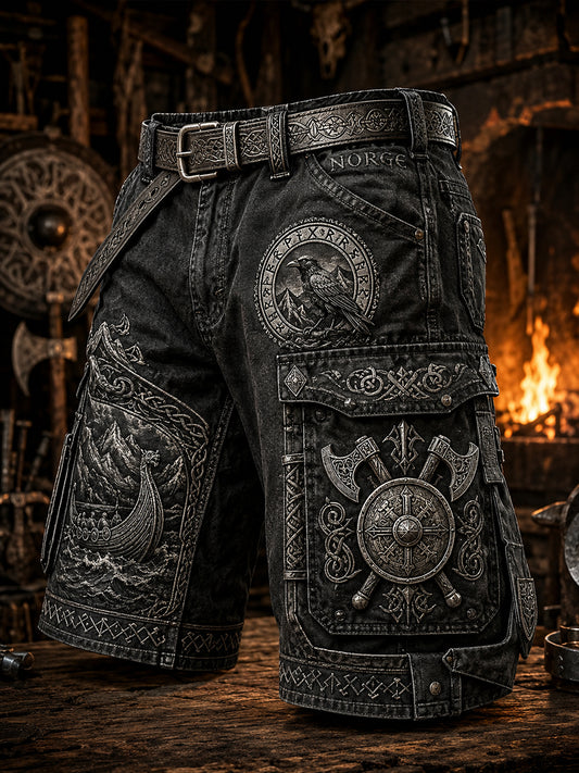 Retro viking-/nordiskstil kunsttrykk, uformelle lastebukser