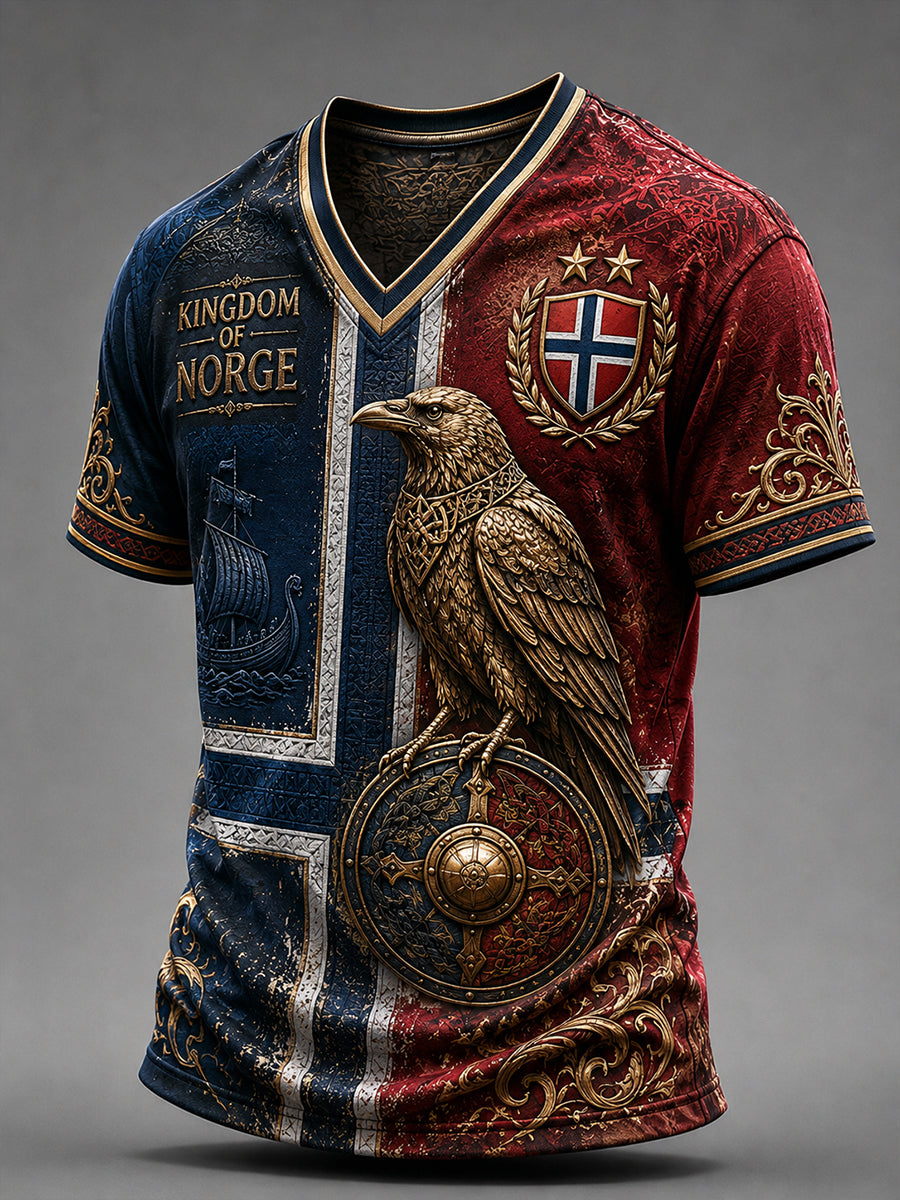 Retro nordisk vikingstil grafisk hverdags-T-skjorte