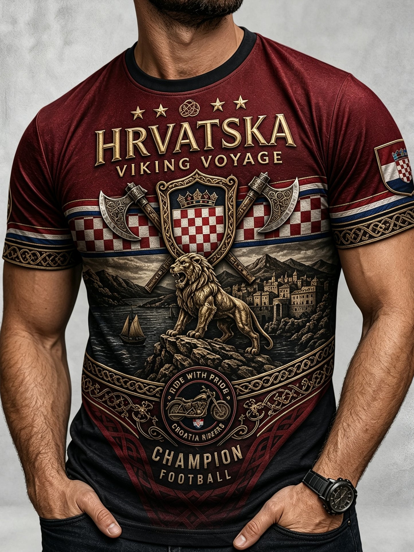 Kroatisk pirat-tema for menn Print T-shirt