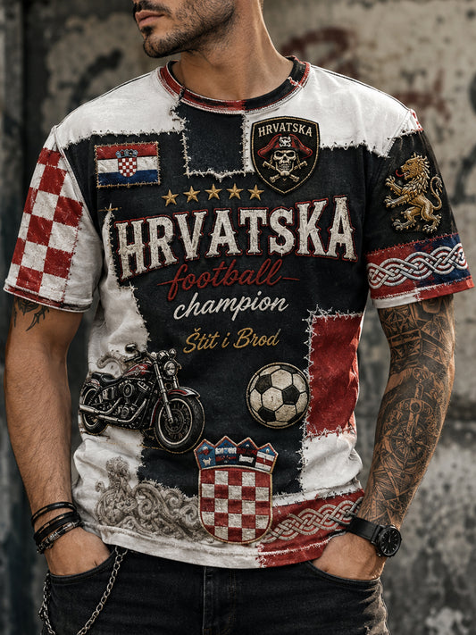 Herrer T-skjorte med kroatisk piratmotiv kunsttrykk