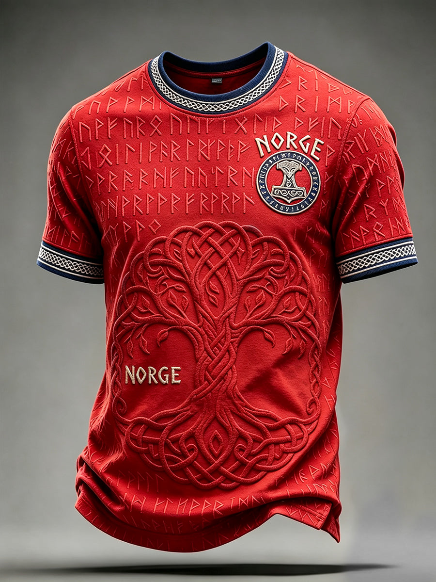 Herrer Norge Viking Livets Tre keltisk trykk T-skjorte med kortermetær