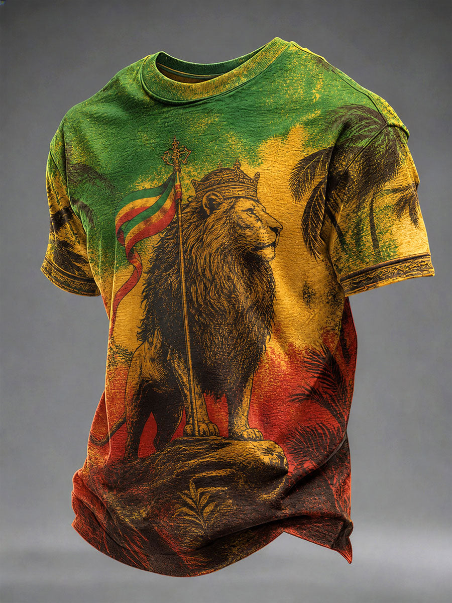 Mænds afslappet t-shirt med reggae-print