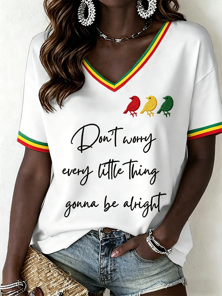 Dame-reggaemusik V-hals T-shirt