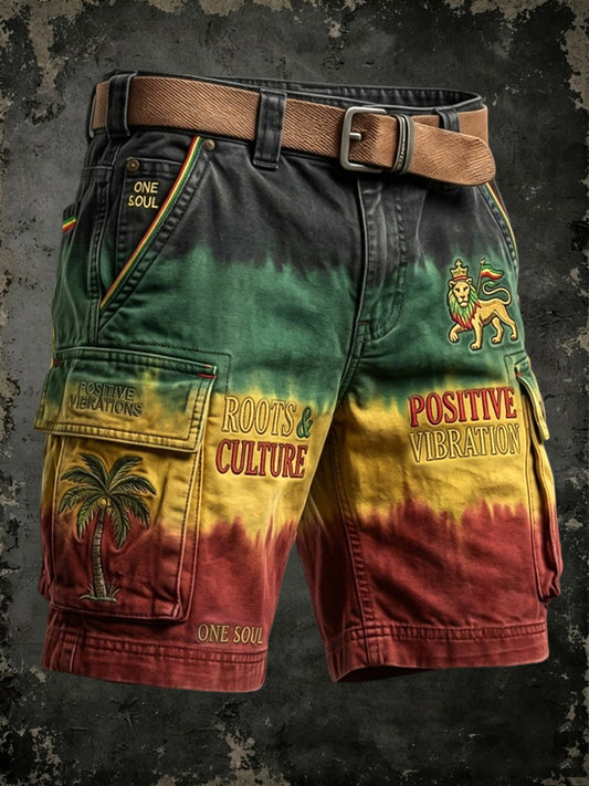 Retro Reggae-Inspireret gradient Casual Work Shorts