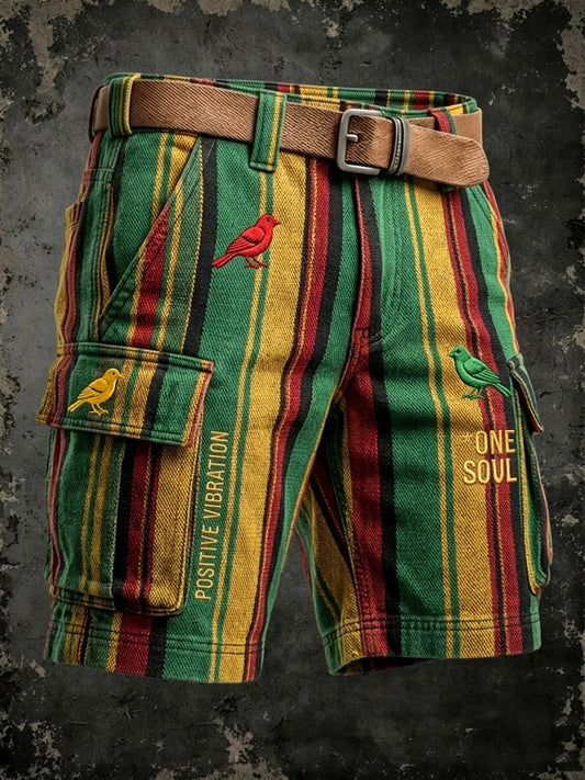 Vintage Reggae stribet kunst Casual Work Shorts