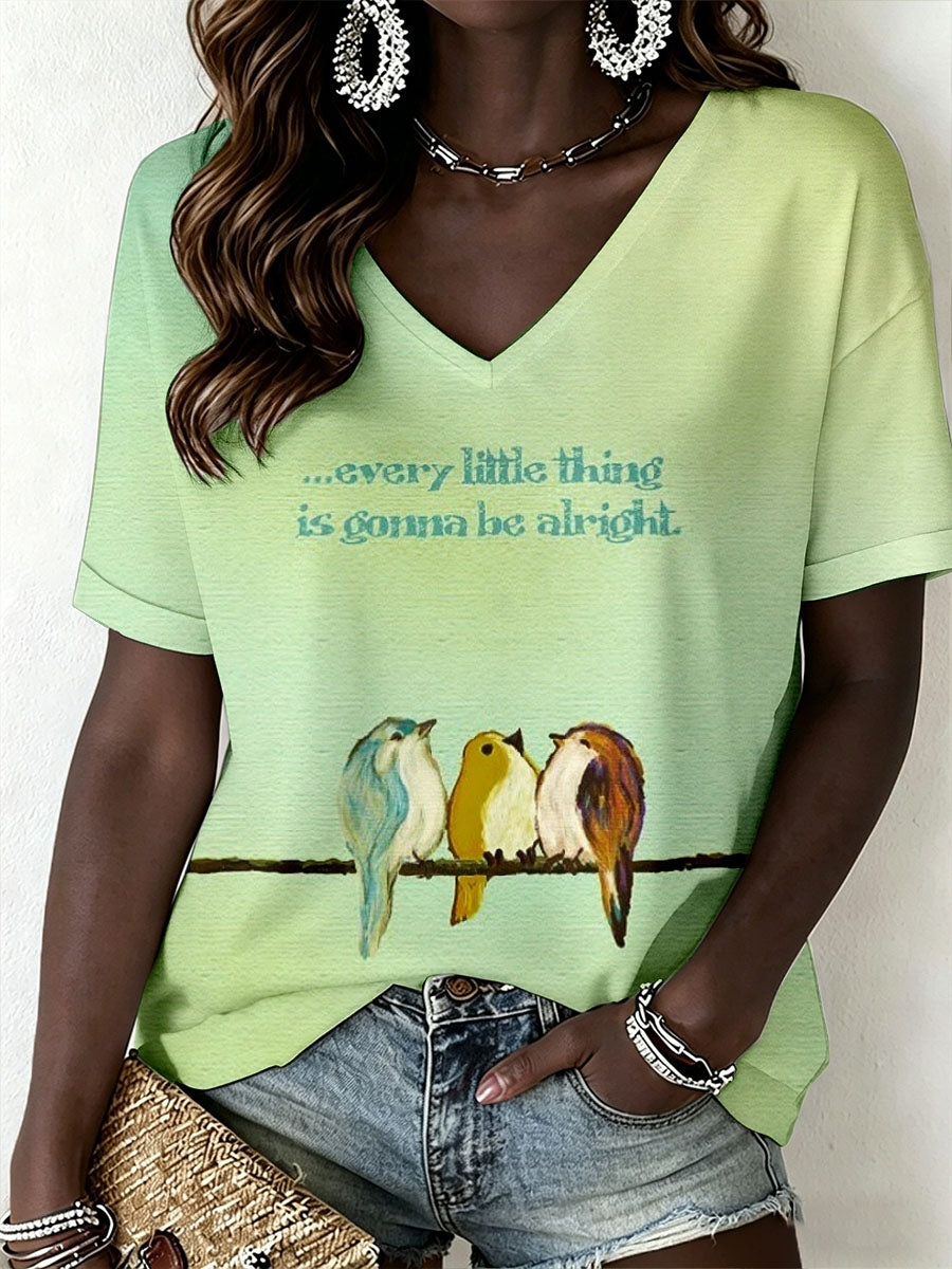 Dame-reggaemusik V-hals T-shirt
