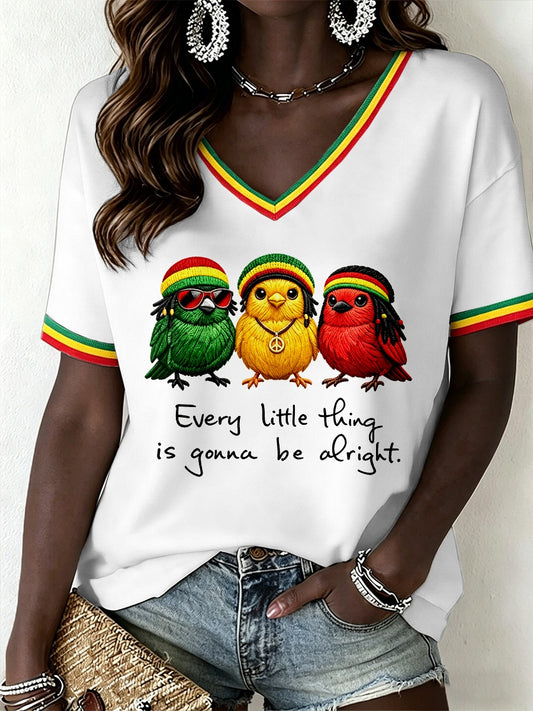 Kvinders reggae musik V-hals T-shirt