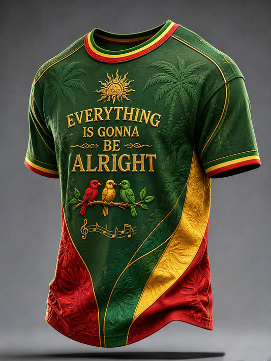 Retro Reggae-inspireret patchwork Casual T-shirt