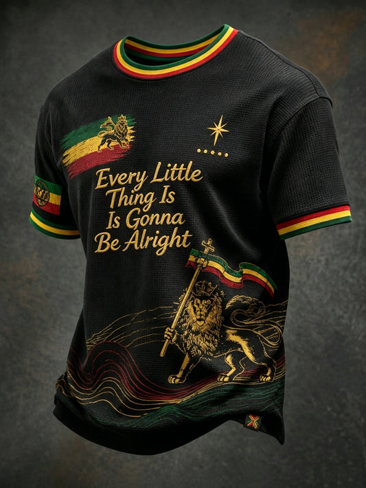 Vintage “Enhver lille ting er gonna være godt” Casual vaffel-væv T-shirt
