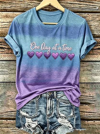 Kvinders Alzheimers-bevidsthedsstøttende print-T-shirt