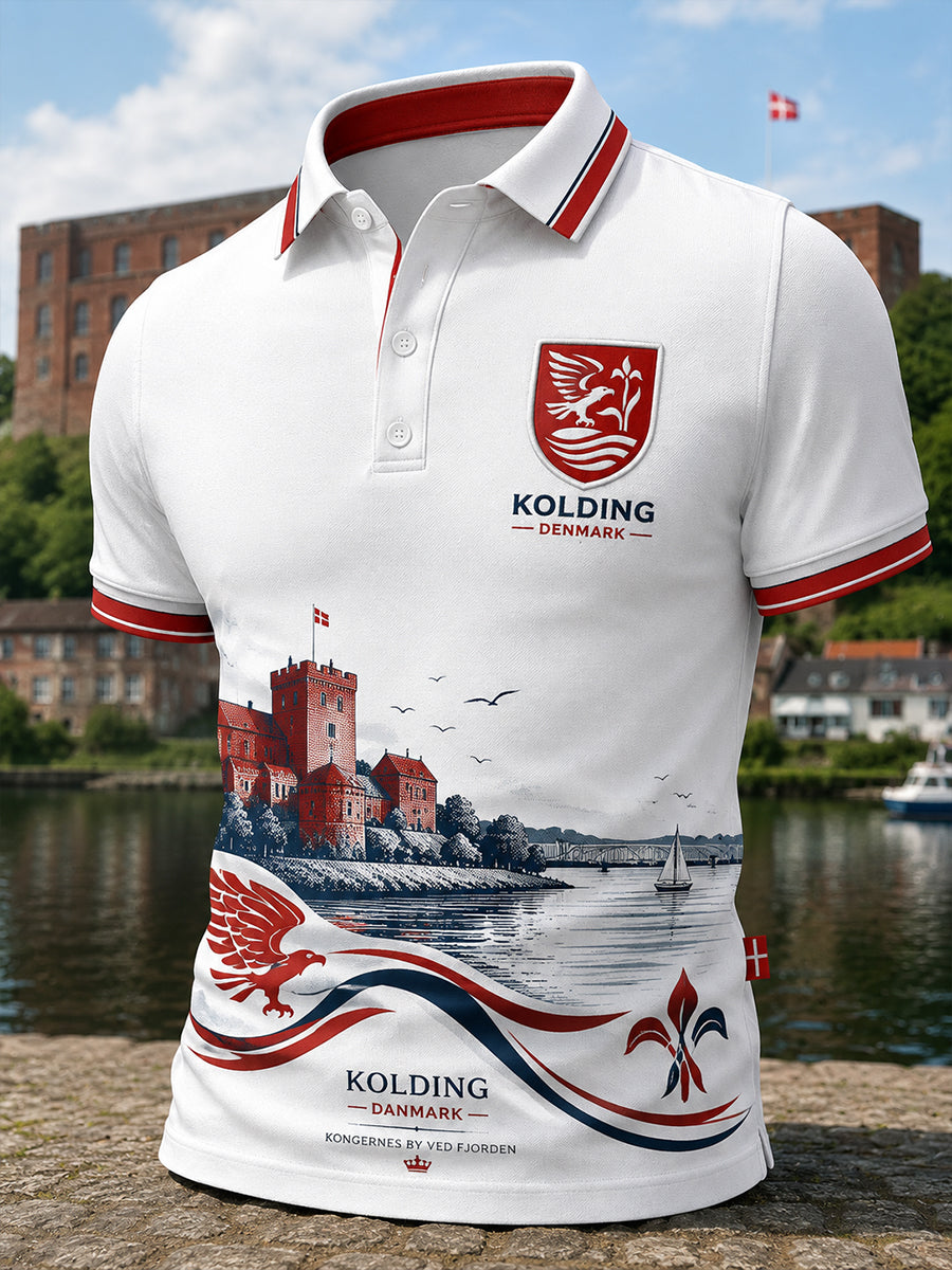 Polo-skjorte til mænd med kort ærme og urban print