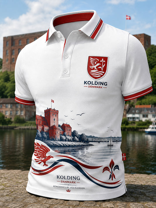 Polo-skjorte til mænd med kort ærme og urban print