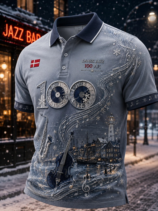 Dansk jazzskjorte med korte ærmer til mænd