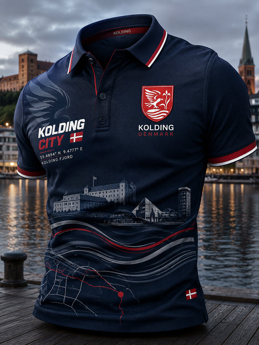 Polo-skjorte til mænd med kort ærme og urban print